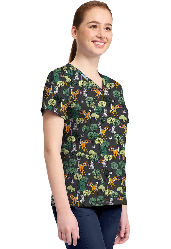Polera Clínica Estampada Disney Mujer TF796 BAFT Bambi Tooniforms