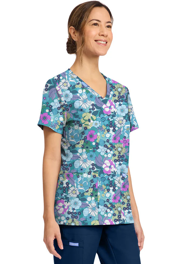 Polera Clínica Estampada Mujer CK856 VGDN Flores